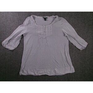 HM Top Women L Gray Pleated Bib Office Casual Base Layer Capsule Blouse